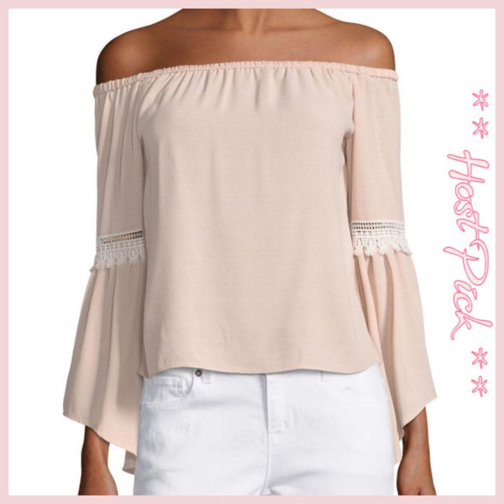 NWT English Factory Bell Sleeve Top BLUSH NEW M L